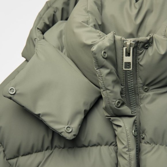 NWT ZARA RUBBERIZED PUFFER JACKET KHAKI - REF 3427/784 - Picture 7 of 9